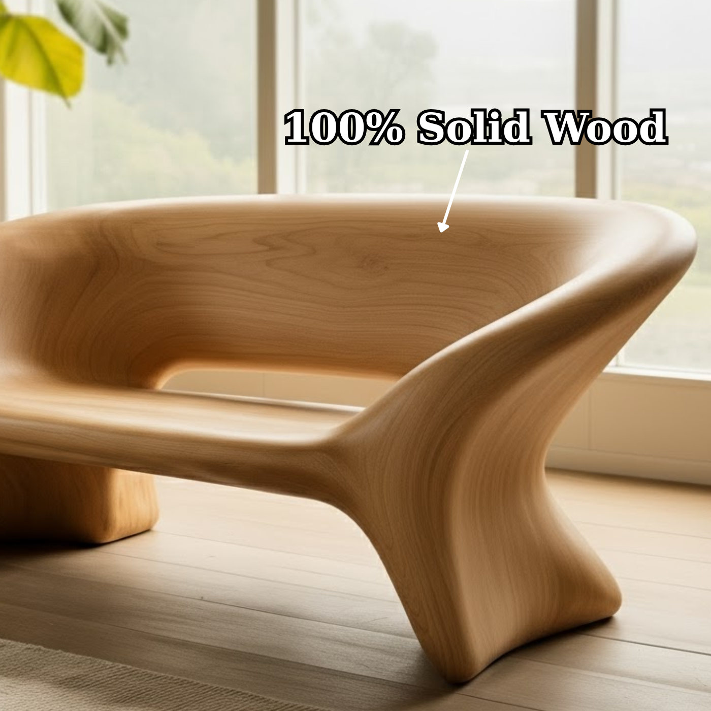 Handcrafted Solid Wood Sofa – Sculptural Organic Bench-Style Couch with Smooth Minimalist Design Lynnsnail