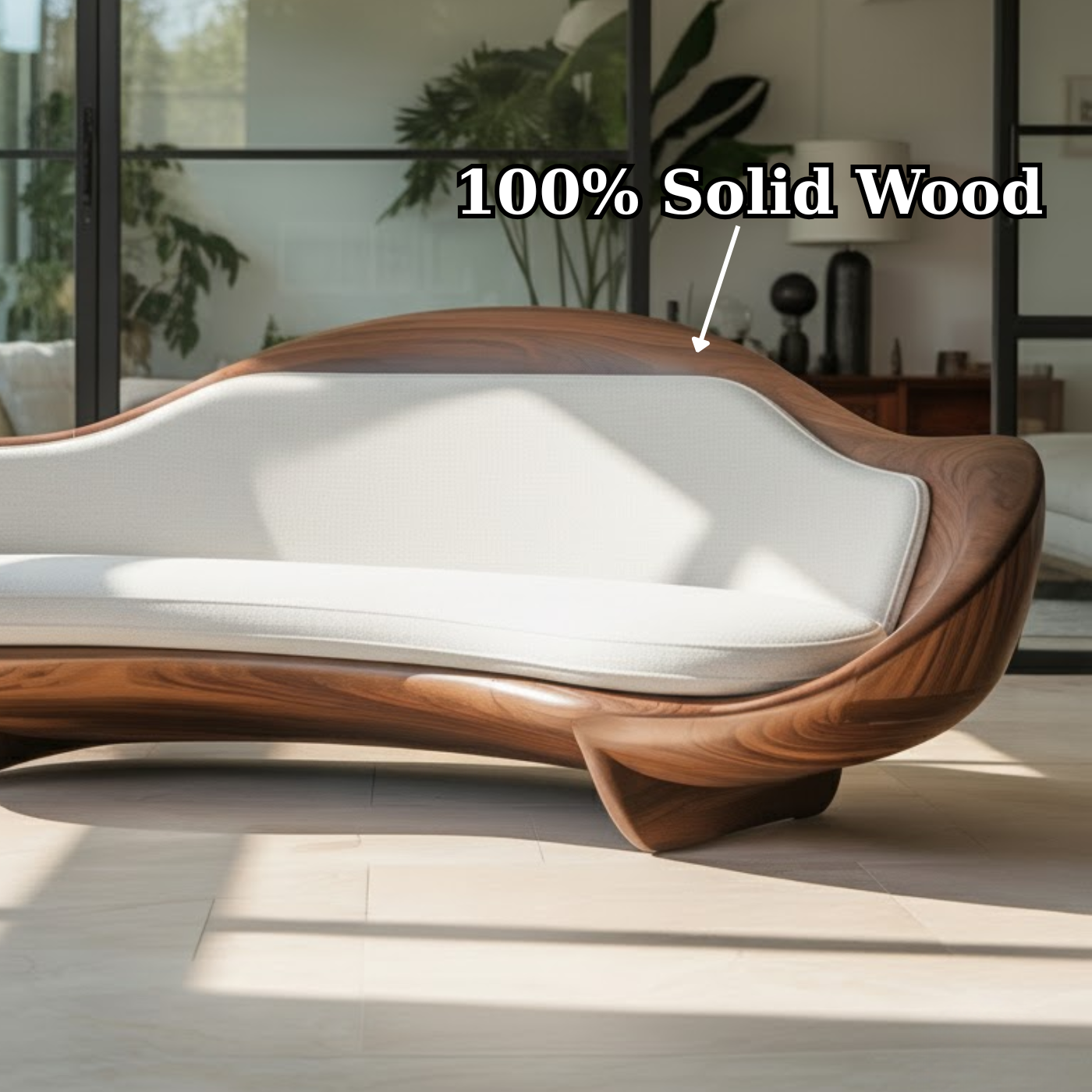 Handcrafted Solid Wood Sofa – Modern Organic Sculptural Couch with Curved Wood Frame Lynnsnail