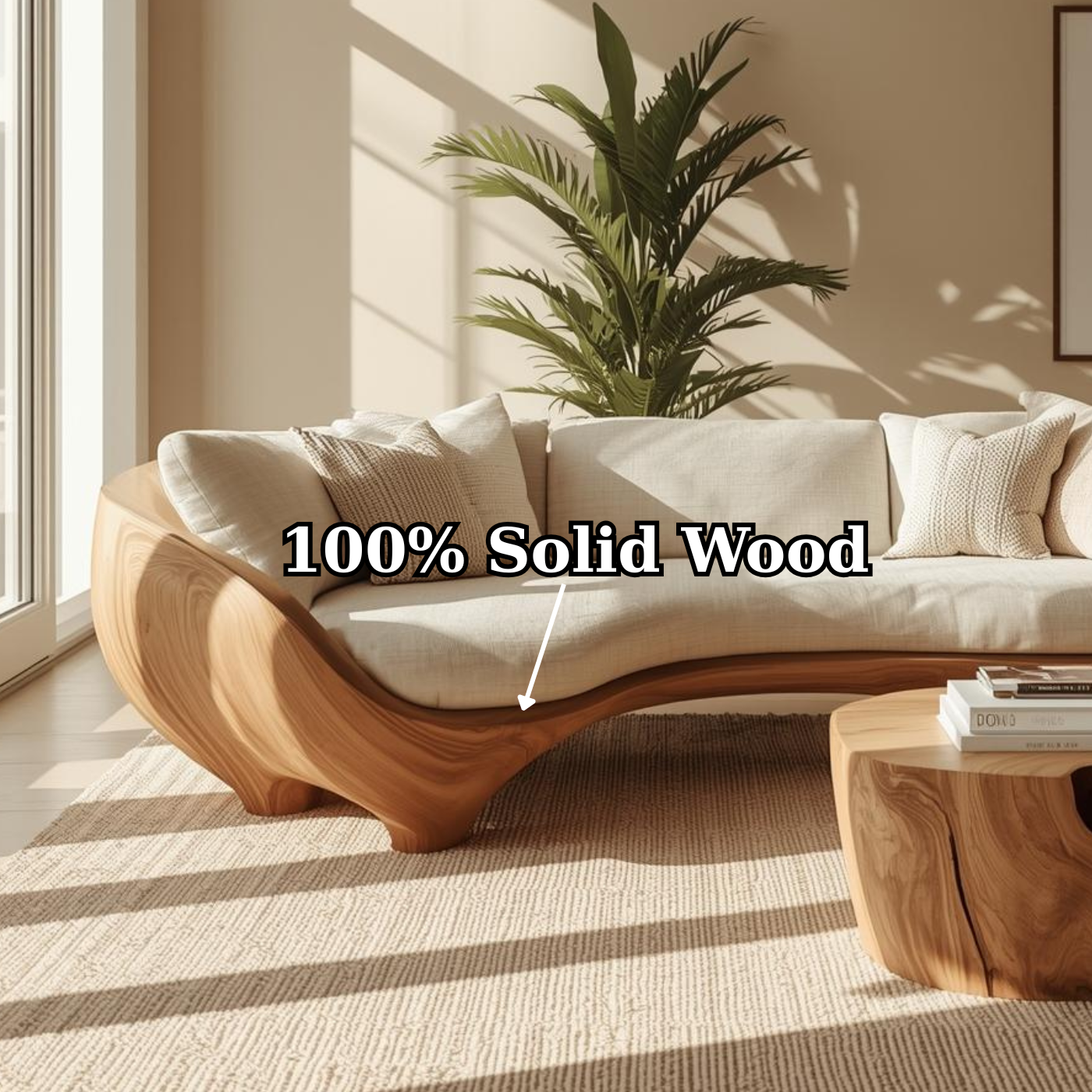 Handcrafted Solid Walnut Sofa – Modern Sculptural Wood Couch with Smooth Organic Curves Lynnsnail