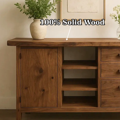 Handcrafted Solid Wood Console Table – Live-Edge Slab with Cabinet and Drawers Lynnsnail