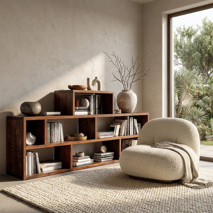 Handcrafted Wooden Bookshelf With Multi Storage For Living Space Lynnsnail