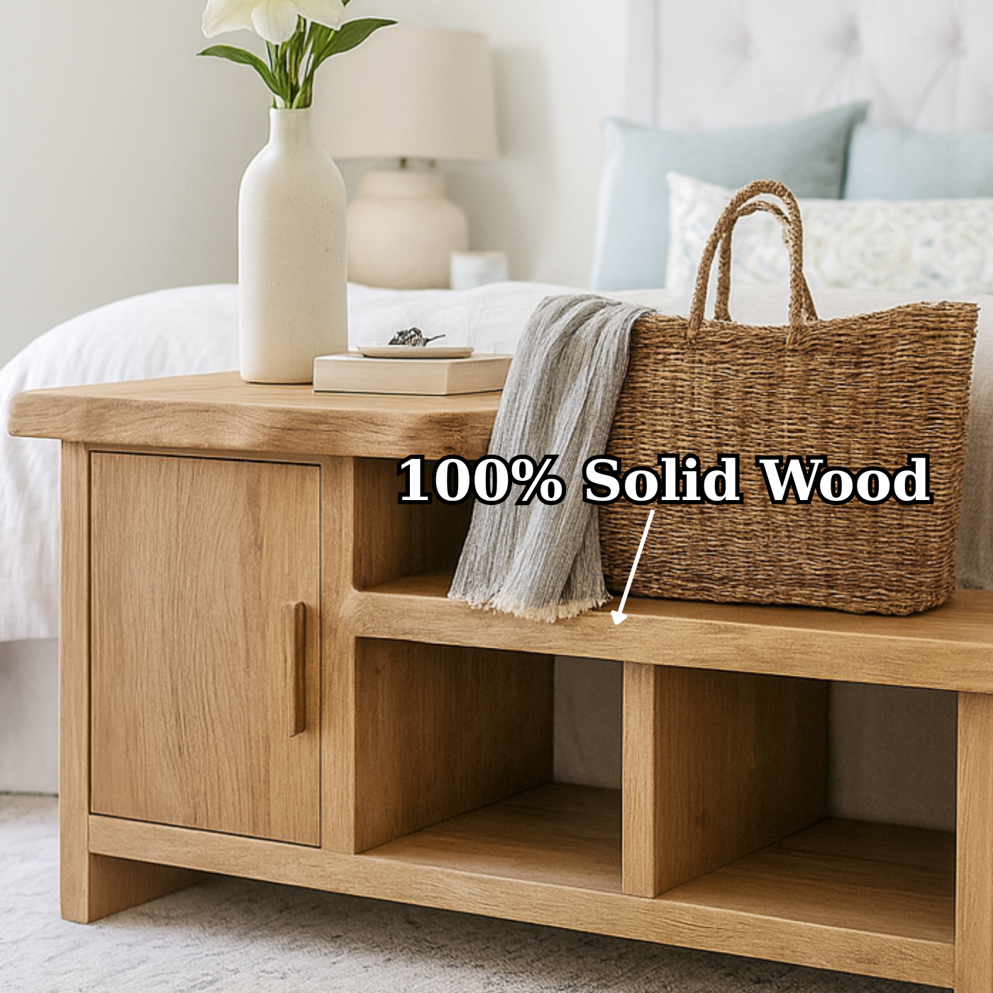 Handcrafted Solid Wood Bench – Modern Organic Seating with Versatile Storage Lynnsnail
