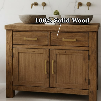 Handcrafted Solid Wood Bathroom Vanity - Rustic Double Sink Console Lynnsnail