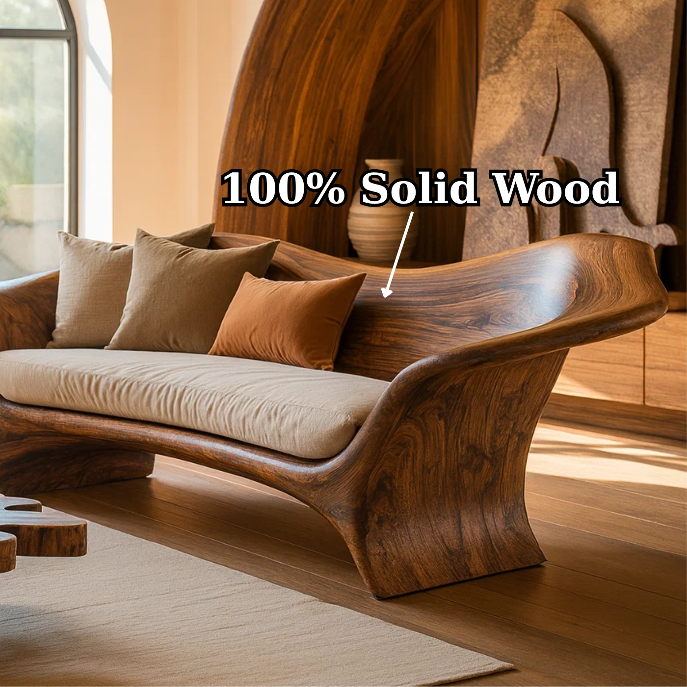 Handcrafted Solid Wood Sofa – Organic Modern Design Lynnsnail