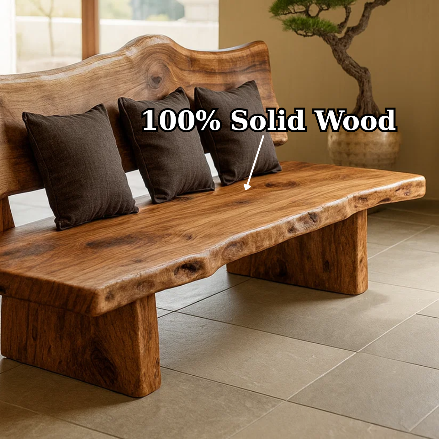 Handcrafted Solid Wood Sofa – Modern Minimalist Frame with Warm Natural Grain Lynnsnail