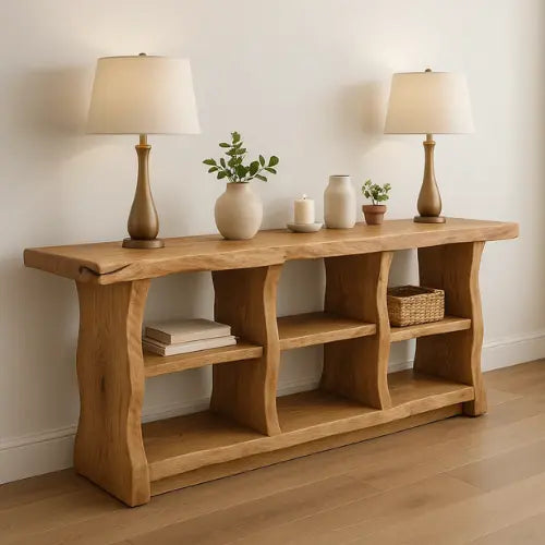 Handcrafted Solid Wood Sculptural Console Table – Organic Modern Design Lynnsnail