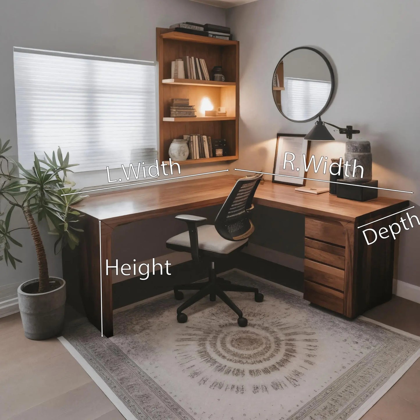 Modern L Shaped Desk with Drawers For Home Office Lynnsnail