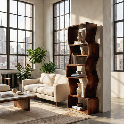 Organic Sculptural Wooden Bookcase For Modern Home Lynnsnail
