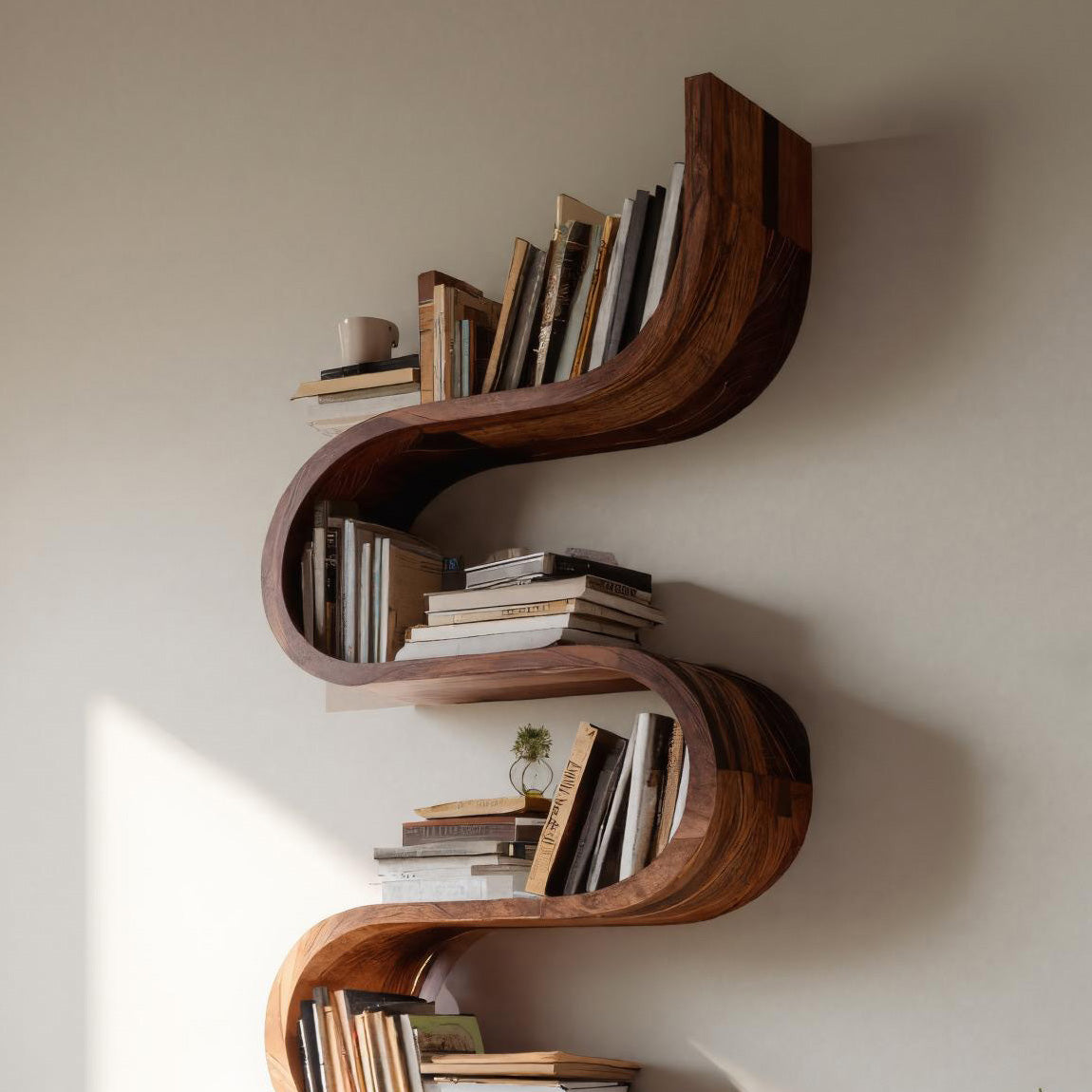 Contemporary Vertical Wall Bookshelf For Living Decor Lynnsnail