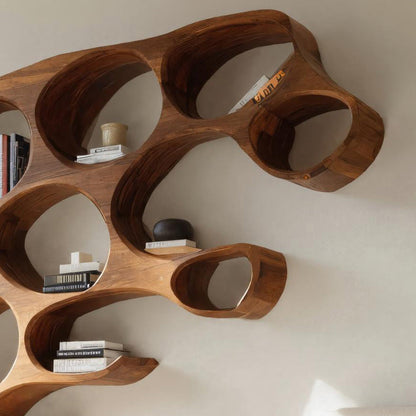 Contemporary Wall Shelf With Rounded Compartments For Bedroom Decor Lynnsnail