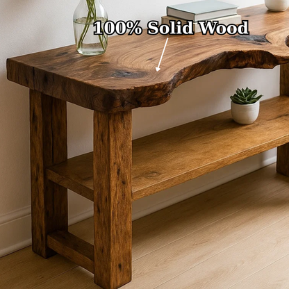 Handcrafted Solid Wood Console Table – Sculptural Organic Live-Edge Design Lynnsnail