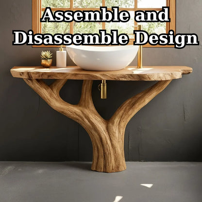 Handcrafted Solid Wood Bathroom Vanity - Unique Live Edge Tree Root Console Lynnsnail