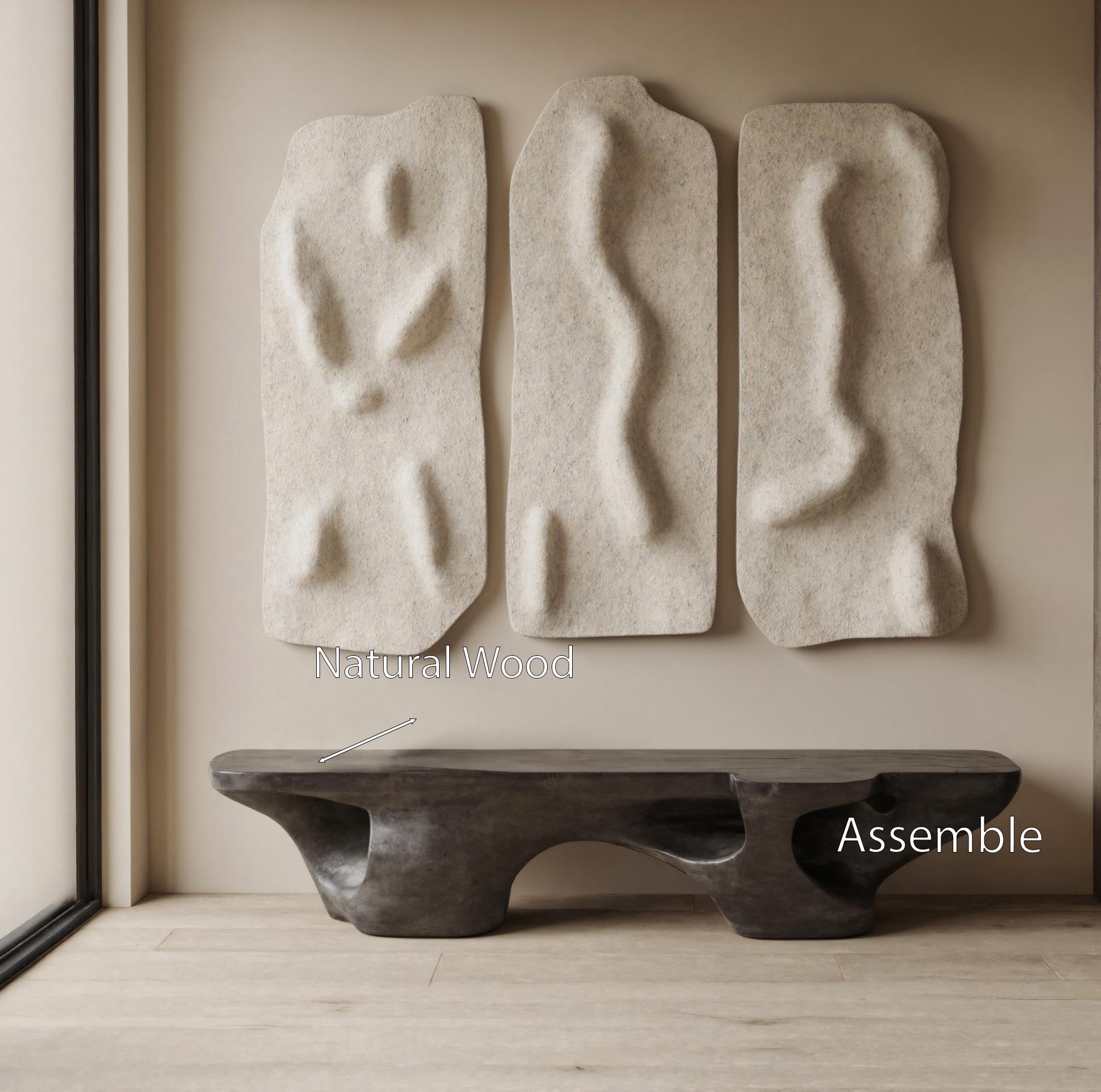 Contemporary Sculptural Bench With Carved Design For Living Room Lynnsnail