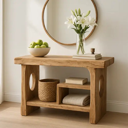 Handcrafted Solid Wood Sculptural Console Table – Organic Contemporary Form Lynnsnail
