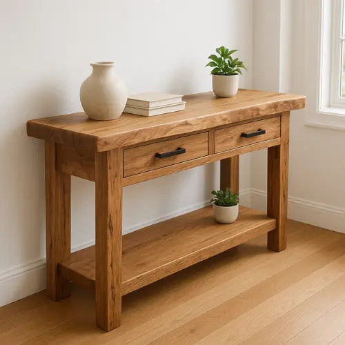 Handcrafted Solid Wood Console Table – Modern Organic Simplicity Lynnsnail