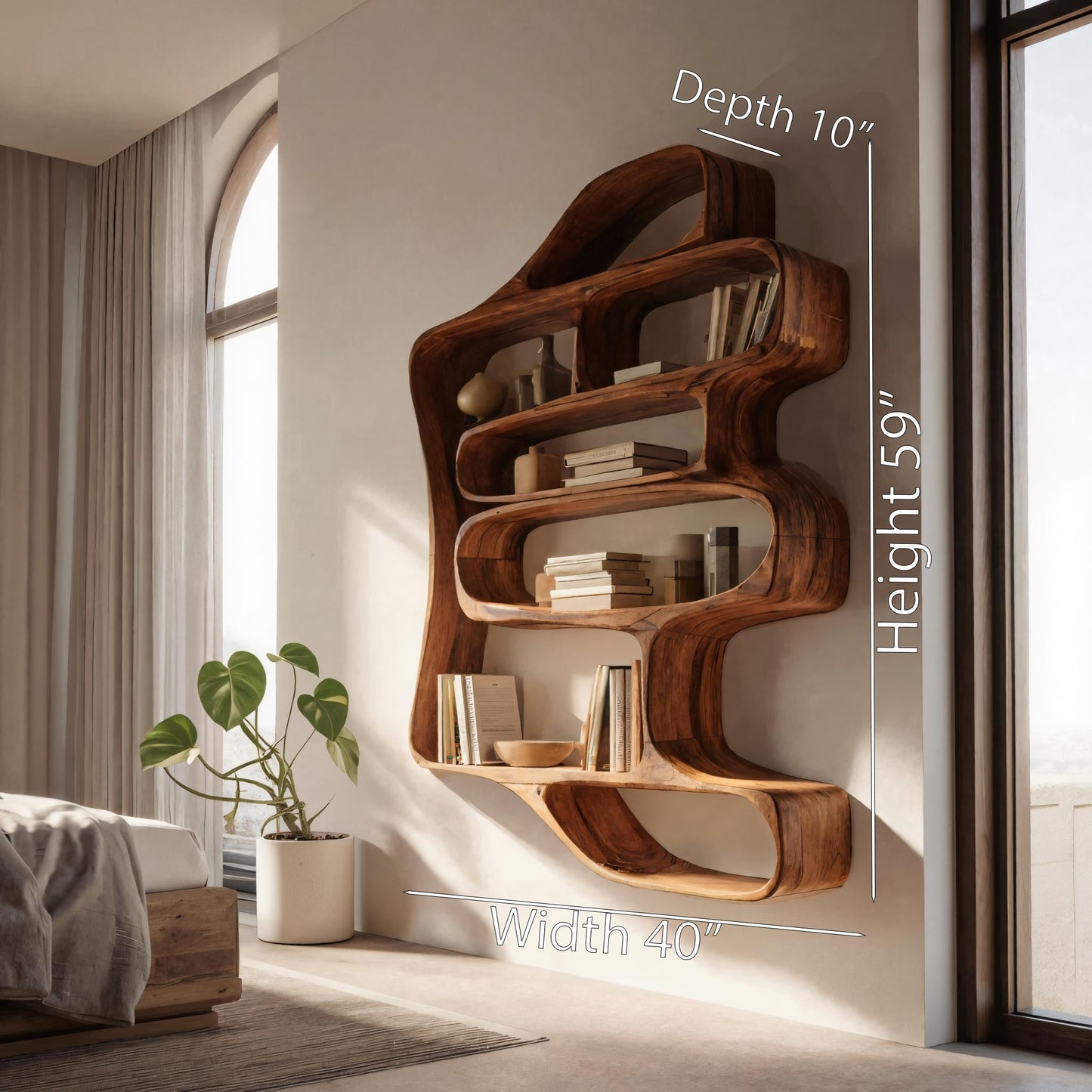 Sculptural Floating Bookshelf For Living Room Or Bedroom Lynnsnail