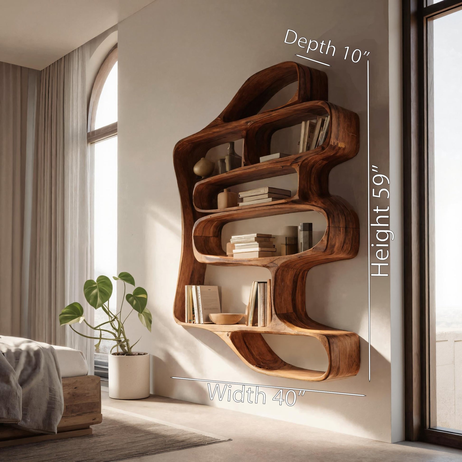 Sculptural Floating Bookshelf For Living Room Or Bedroom Lynnsnail