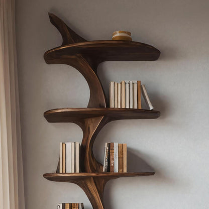 Artistic Curved Wall Bookshelf For Living Room Decor Lynnsnail