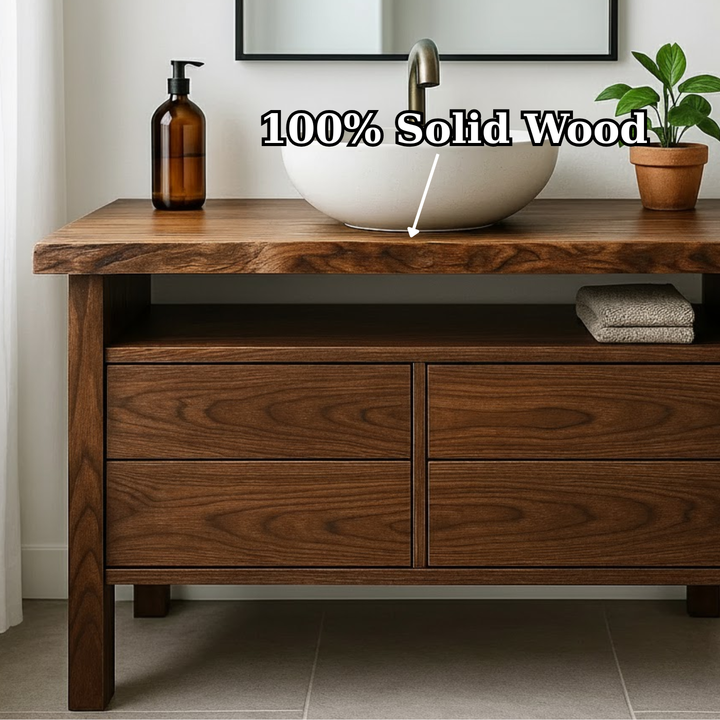 Handcrafted Solid Wood Bathroom Vanity with Live Edge Top and Minimalist Design Lynnsnail