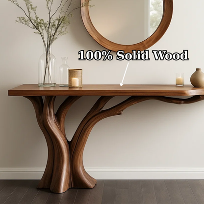 Handcrafted Solid Wood Entryway Console Table with Organic Branch Design Lynnsnail