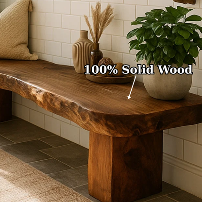 Handcrafted Solid Wood Bench – Rustic Live-Edge Slab Entryway Seating Lynnsnail