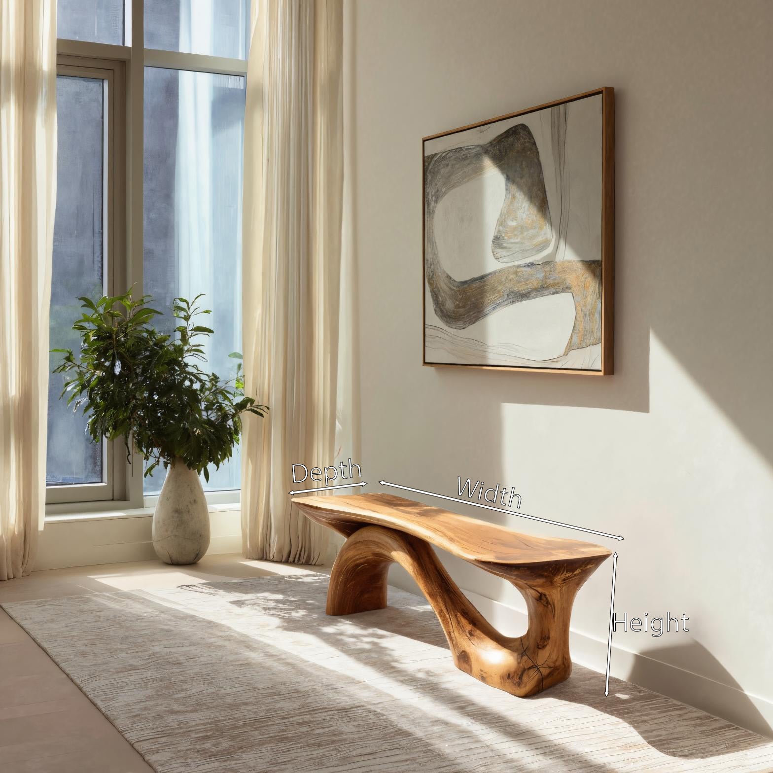 Modern Sculptural Bench With Organic Design For Living Room Lynnsnail