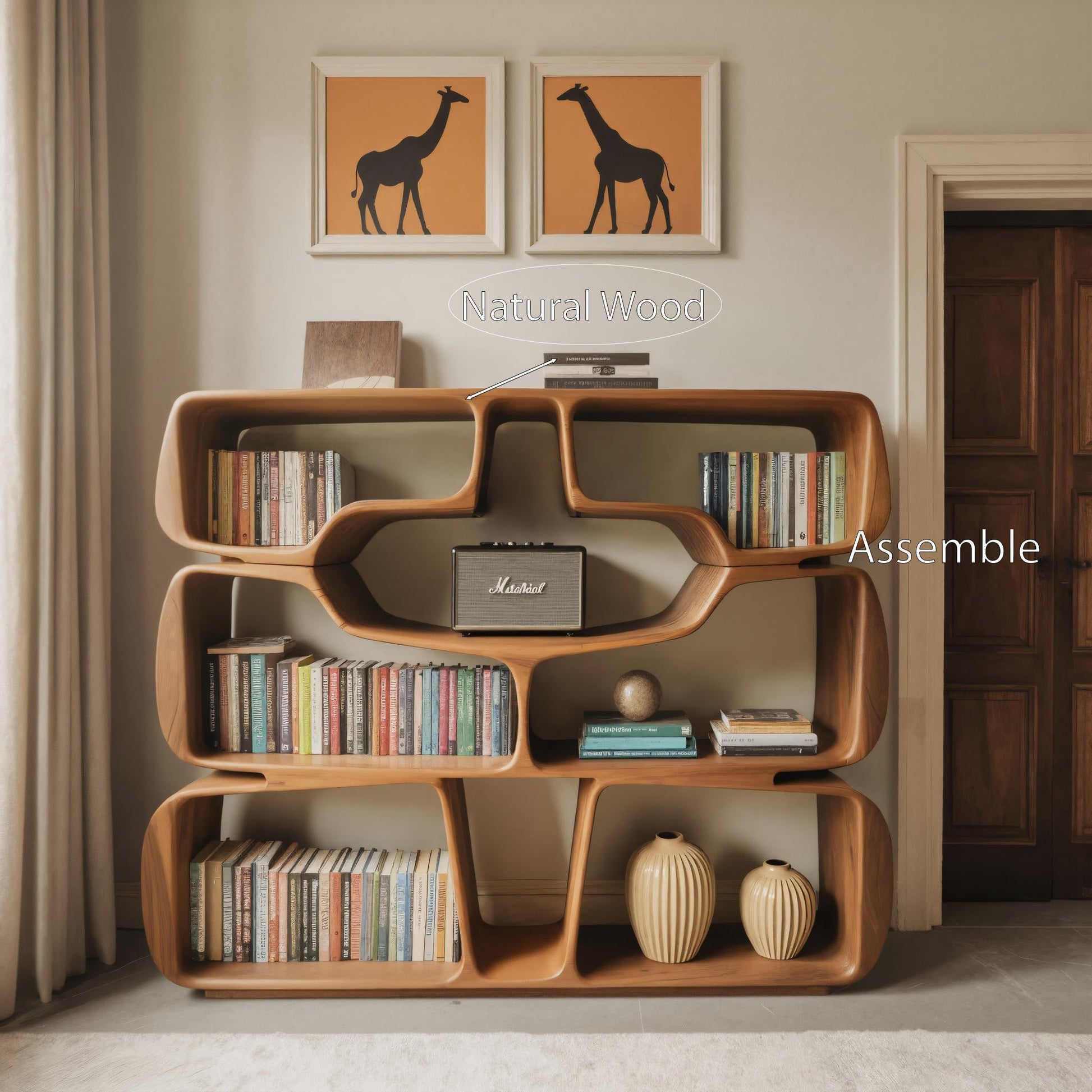 Modern Sculptural Bookshelf With Organic Curves For Living Room Lynnsnail