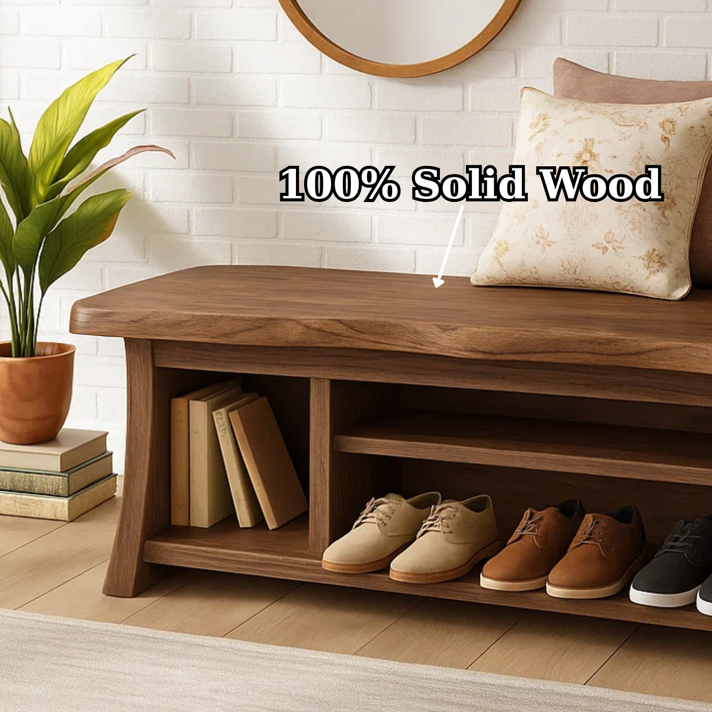 Handcrafted Solid Wood Walnut Bench – Organic Design with Integrated Shelving Lynnsnail