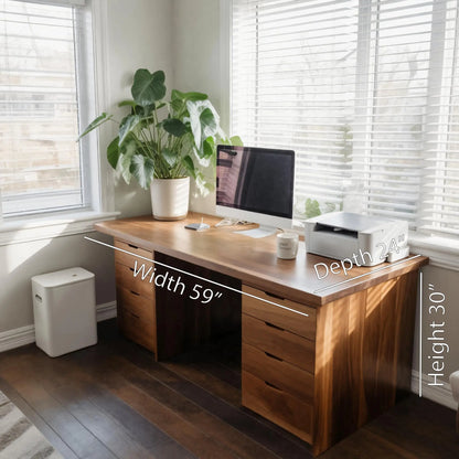 Modern Desk With Multiple Drawers For Home Office Lynnsnail