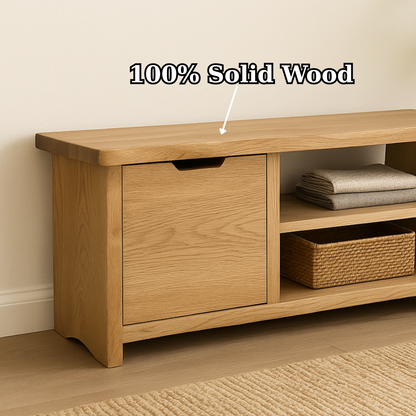 Handcrafted Solid Wood Bench – Oak Entryway Storage Bench & Cabinet Lynnsnail