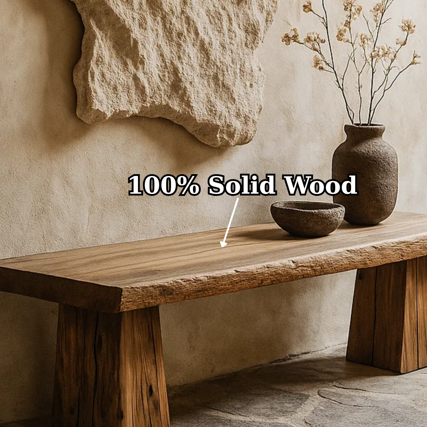 Handcrafted Solid Wood Rustic Bench – Natural Live-Edge Slab Entryway Seating Lynnsnail