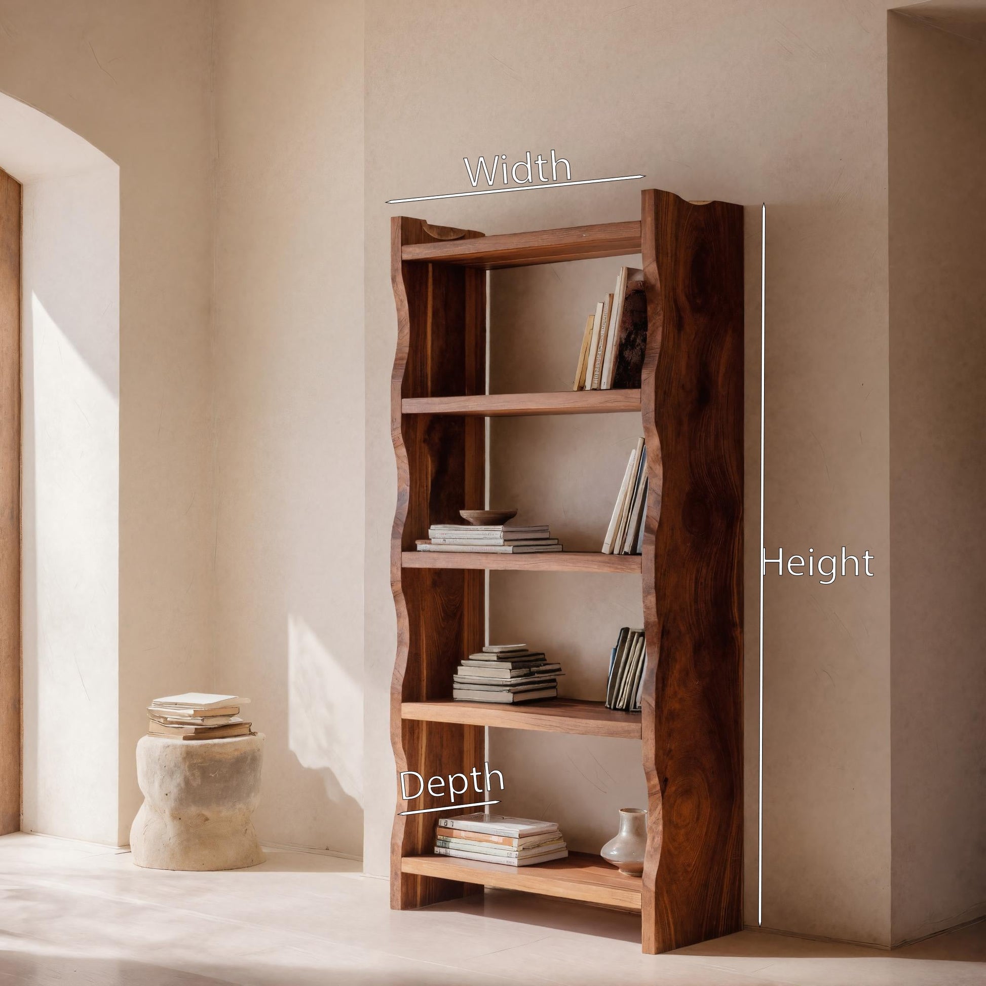 Modern Vertical Bookshelf With Natural Grain Design For Living Lynnsnail