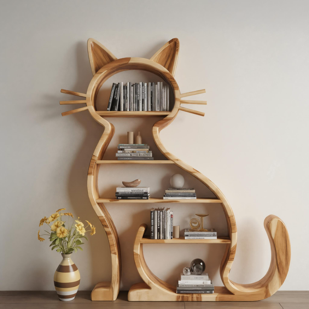 Modern Cat Bookshelf With Playful Design For Living Room Or Playroom Lynnsnail