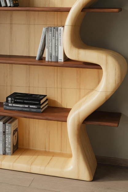 Sculptural Bookshelf With Organic Curves For Living Room Or Office Lynnsnail