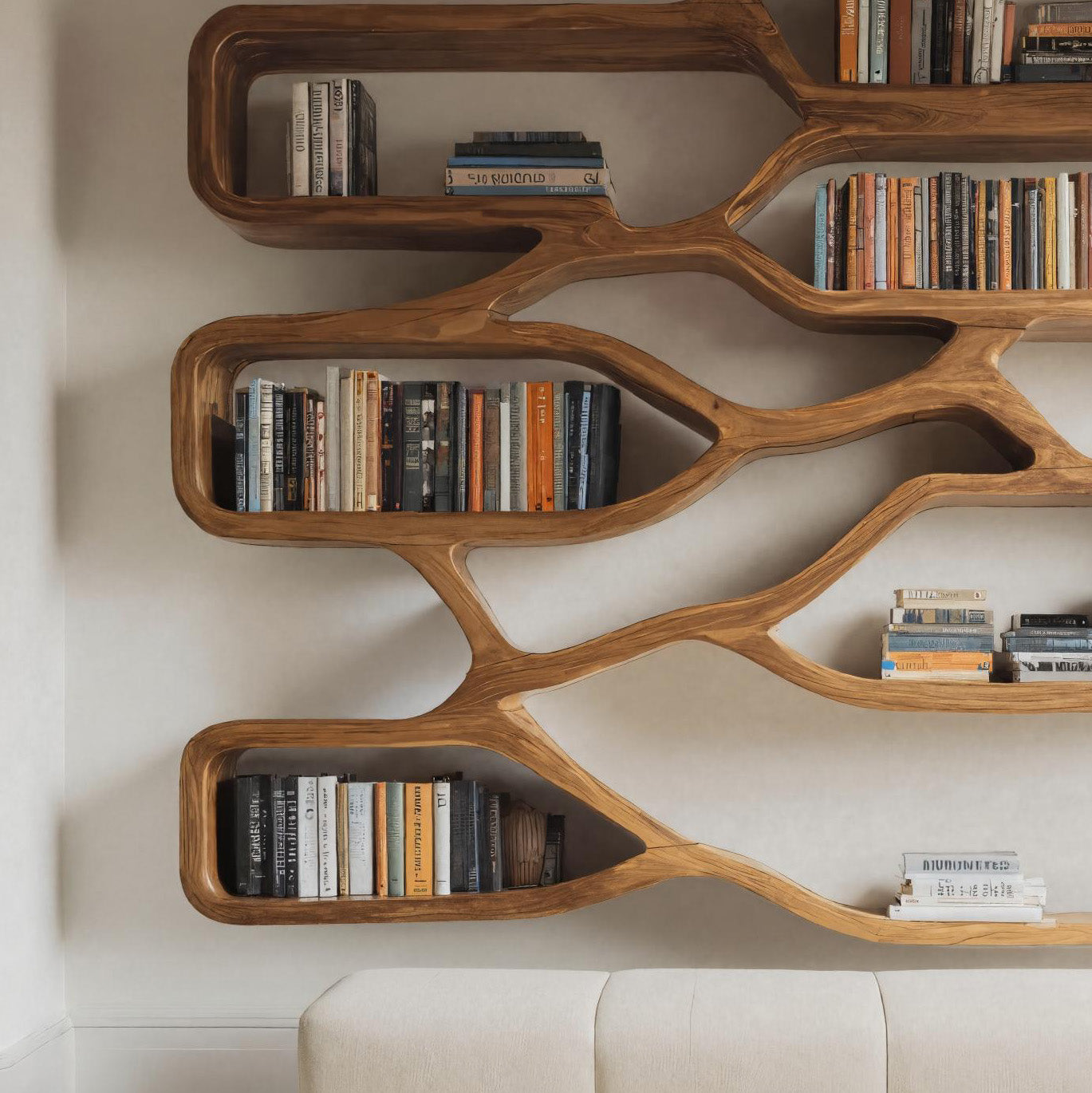Modern Sculpted Bookcase For Living Room Lynnsnail