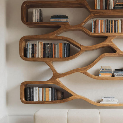 Modern Sculpted Bookcase For Living Room Lynnsnail