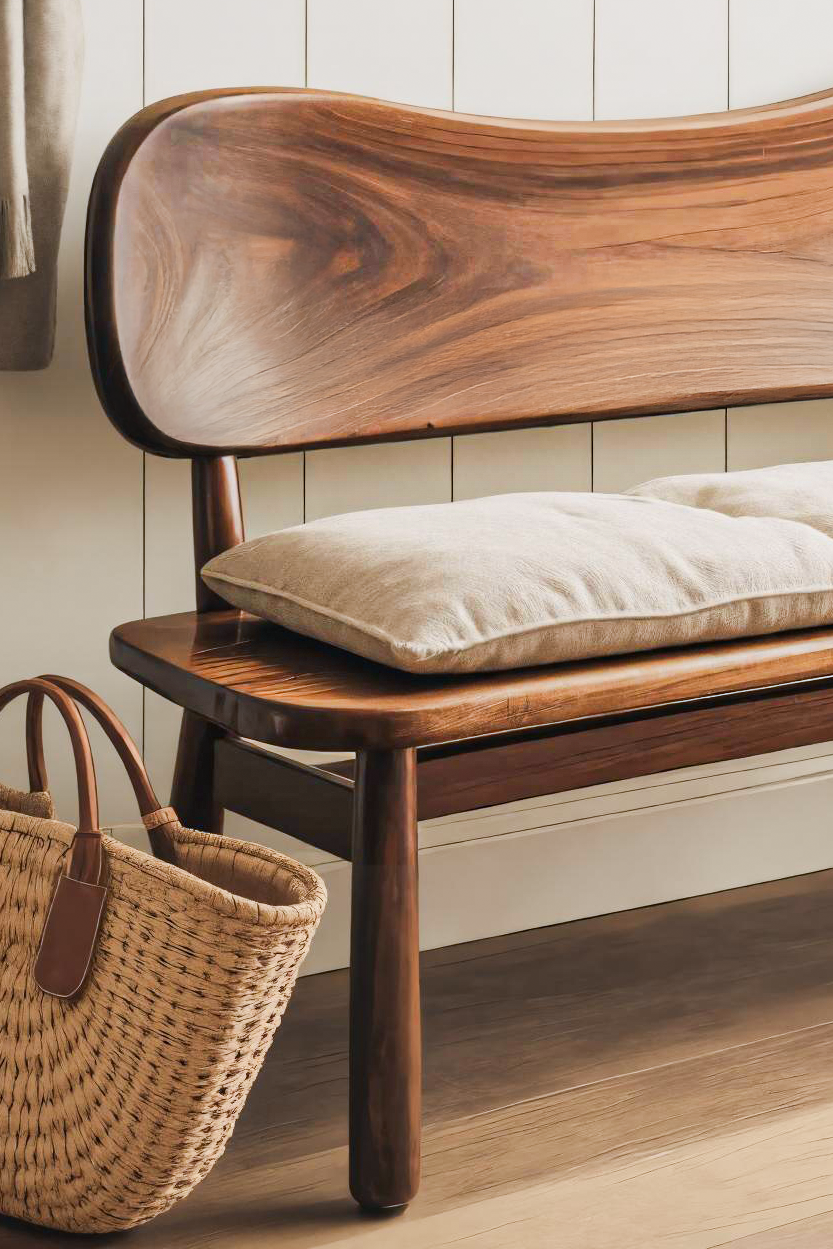Modern Bench With Curved Backrest For Bedroom Lynnsnail