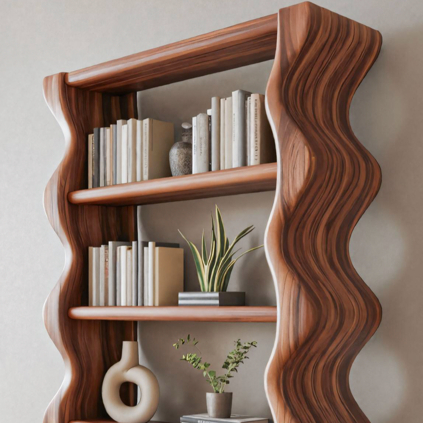 Modern Wave Bookshelf For Living Room Or Office Lynnsnail