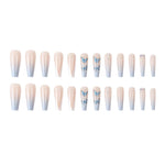 Blue Butterfly V-Shape French Press-On Nails – Rhinestone & Ombre Accent