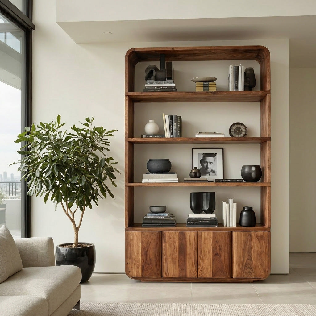 Elegant Natural Wood Bookcase For Modern Home Lynnsnail