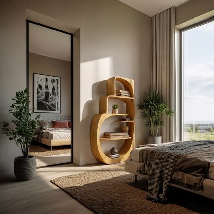 Organic Wood Bookshelf With Multiple Storage Levels For Living Room Lynnsnail