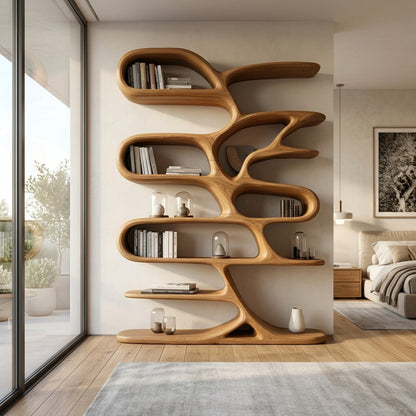 Contemporary Wooden Bookcase For Minimalist Living Room Decor Lynnsnail