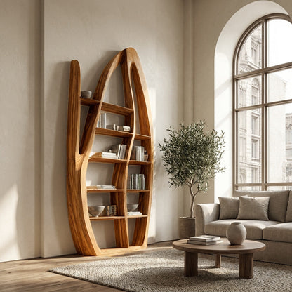 Organic Style Sculptural Wooden Bookshelf For Living Room Lynnsnail