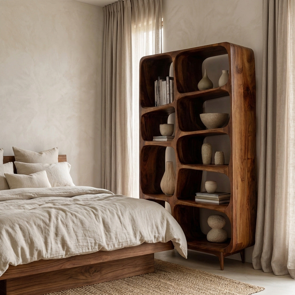 Contemporary Solid Wood Bookshelf For Coastal Interior Lynnsnail
