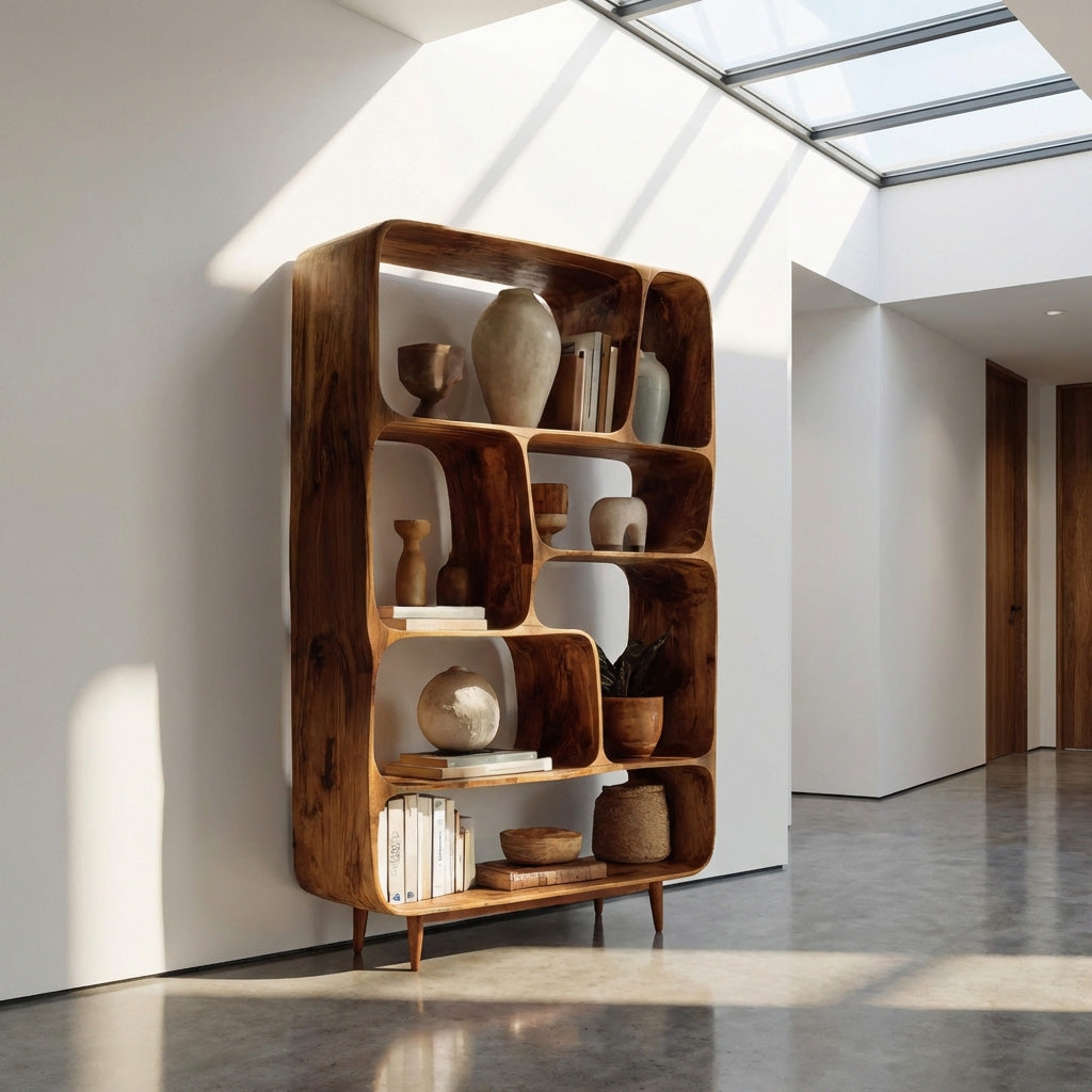 Mid Century Wood Bookshelf For Home Interiors Lynnsnail