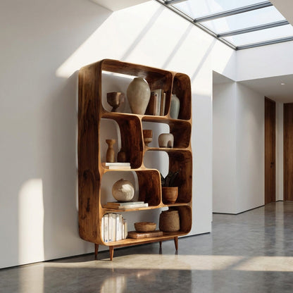 Mid Century Wood Bookshelf For Home Interiors Lynnsnail