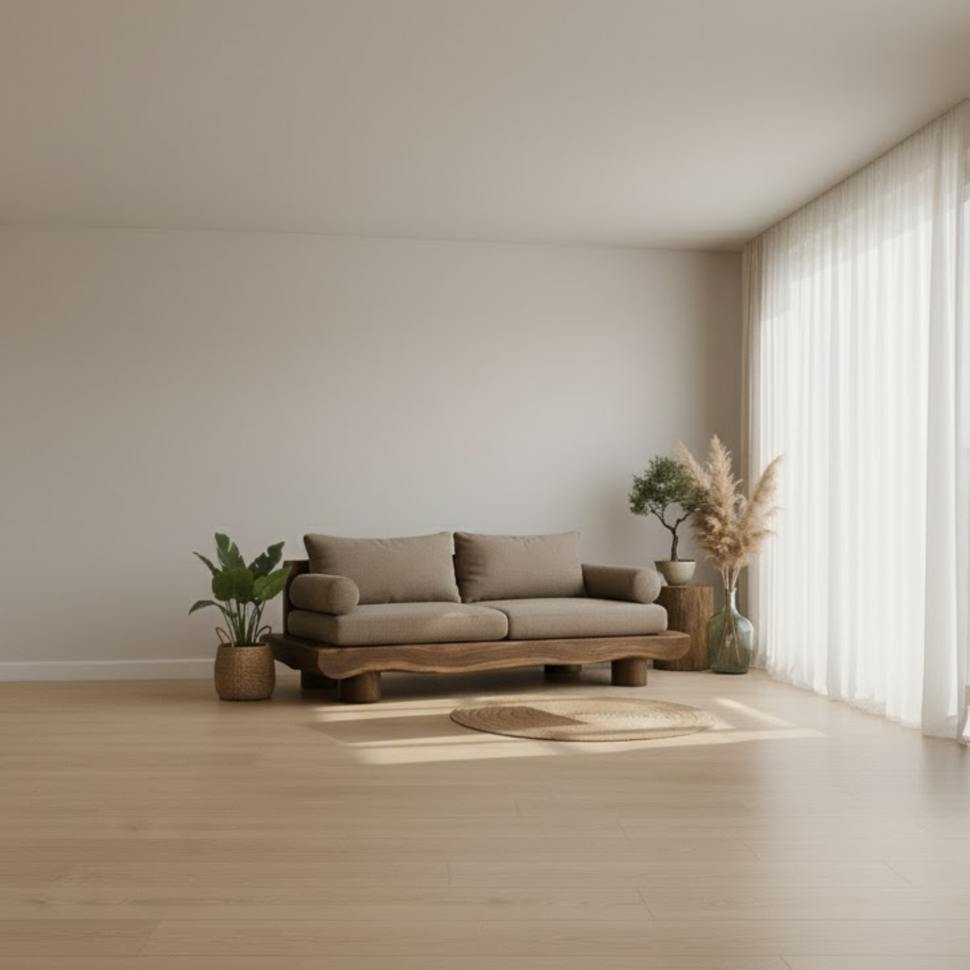 Handcrafted Solid Wood Sofa – Rustic Live Edge Wooden Couch with Modern Minimal Design Lynnsnail