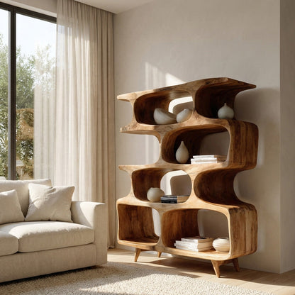 Modern Open Wooden Bookshelf For Beach House Lynnsnail