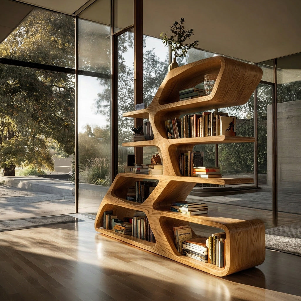 Modern Sculptural Bookshelf For Living Room Decor Lynnsnail