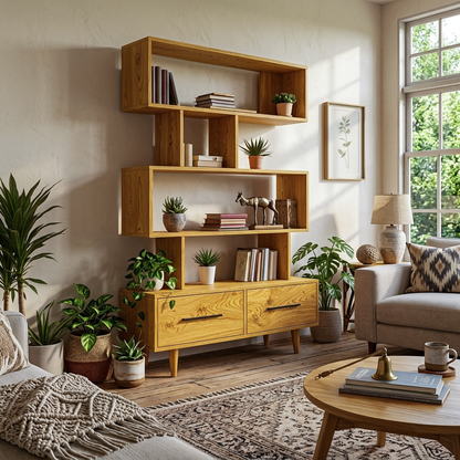 Minimal Natural Wood Bookshelf With Tiers For Home Decor Lynnsnail